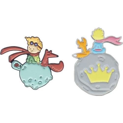 The Little Prince And Fox Hard Enamel Pins Collect Creativity Anime Cat Metal Cartoon Brooch Backpack Collar Lapel Badges