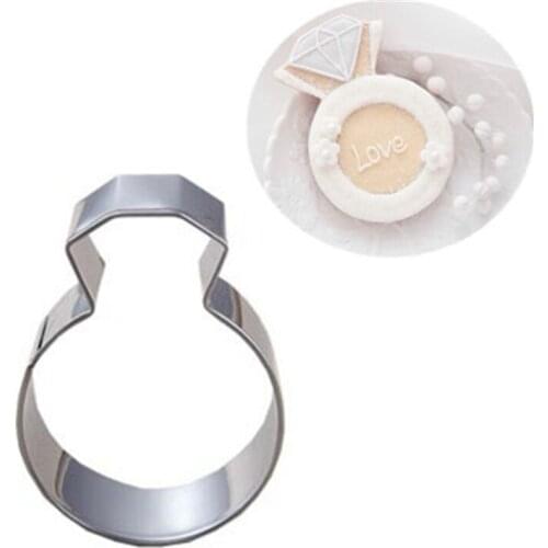1PC Cutter Cookie Kitchen Accessories Diamond Ring Stainless Steel Party New Baking Tools Lady Cookie Mold Wedding Cookie Stamp