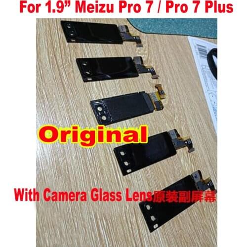 100% Original For Meizu Pro 7 Secondary Display Repairs Pro7 Plus Back Fenetre Rear LCD Screen + Camera Frame Glass Lens