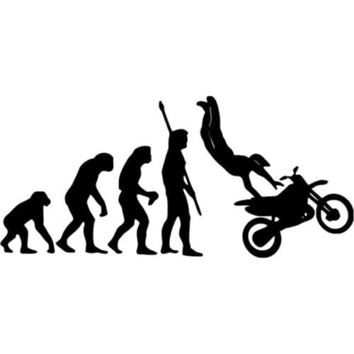 17.7*8.1CM Fashion Human Evolution Motorcycle Car Stickers Fun Reflective Vinyl Decals Black/Silver C7-0690