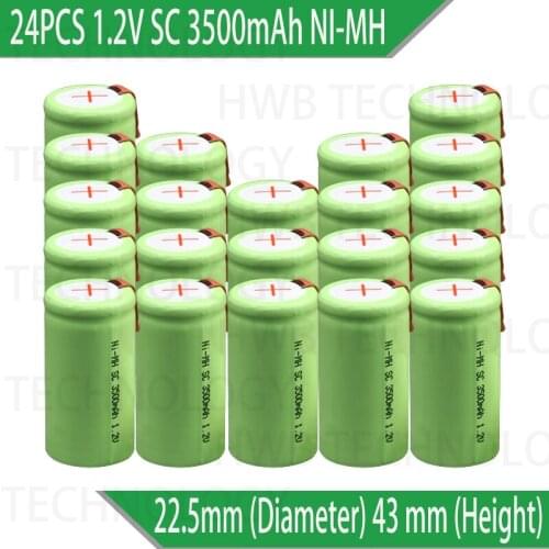 24 Pieces/lot Brand new 1.2V SC 3500mAh ni-mh Rechargeable batteries Electric tools/electric drill screw welding Free Shipping