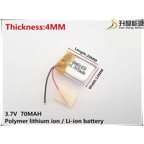 3.7V 70mAh 401420 Lithium Polymer Li-Po li ion Rechargeable Battery cells For Mp3 MP4 MP5 GPS PSP mobile bluetooth