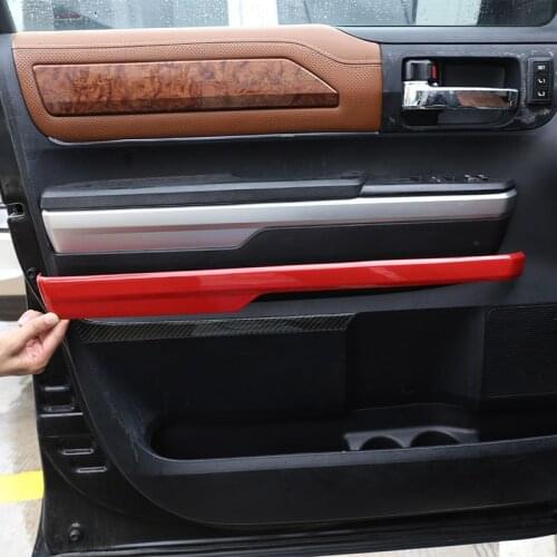 4 Pcs For Toyota Tundra 2014-2021 ABS Red Car Door Armrest Lower Trim Decorative Stickers Car Interior Accessories