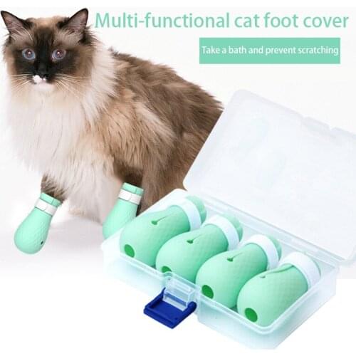 4Pcs /Set Cat Foot Cover Protector Bathing Socks Sleeve Protector Anti-Scratch Pet Bath Anti-Scratch Boots Bathing supplies
