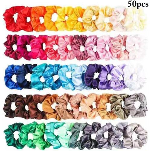 50Pcs/Set Hair Rope Hair Scrunchy Fashion All-Match Velvet Casual Hair Tie Ponytail Holder Hair Accessories For Women Girls