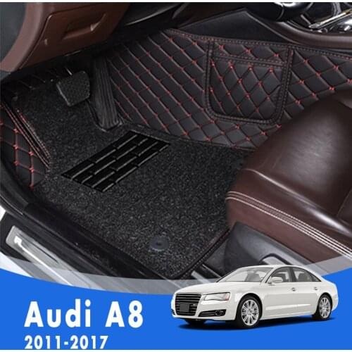 Car Floor Mats For Audi A8 2017 2016 2015 2014 2013 2012 2011 Double Layer Wire Loop Pedal Carpets Car Interior Accessories Rugs