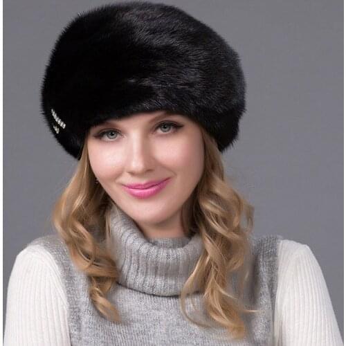 JKP Leather Fur Hat Winter Female Fur Hat Diamond New Fashion Octagonal Fur Beret Russian Quality Elegant Hat DHY-52