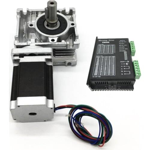 Worm Gearbox RV040 Speed Reducer Ratio 5:1~80:1 & Nema34 3Nm Stepper Motor & DC 20-50V Driver 2ph 4 Wires for CNC Router Lathe