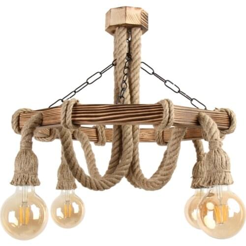 Wooden Chandelier Decorative Natural Rope Chandelier Wooden Chandelier For Living Room Balcony Cafe Hotel Camellia 2021 Modern