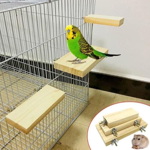 Pet Bird Parrot Wood Stand Perch Mirror Platform Hanging Funny Cage Chew Toy Pets Toys Hanging Cage Pet Product Paw Grinding Toy