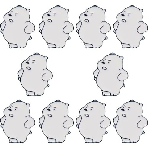 10pcs Angry Polar Bear Enamel Brooch Backpack Metal Clothes Anime Badges Lapel Pin Jewelry Accessories
