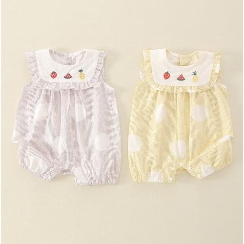 In summer, the new baby jumpsuit round neck lace sleeveless outerwear bag fart clothes