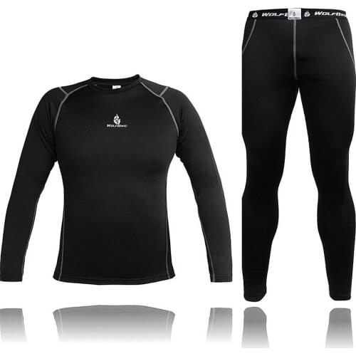 WOLFBIKE Mens Thermal Underwear Compression Base Layer Sport Cycling underwear Long Sleeve Winter Outdoor Sports Underwear Sets