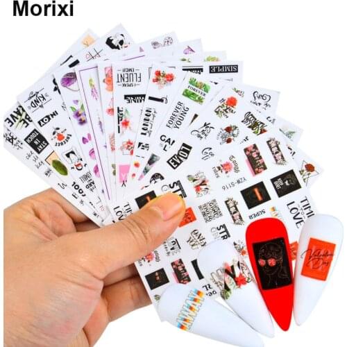 Morixi nail art sticker birds flower fake human face flower Lavender 3D manicure decoration back glue nail decals FW090