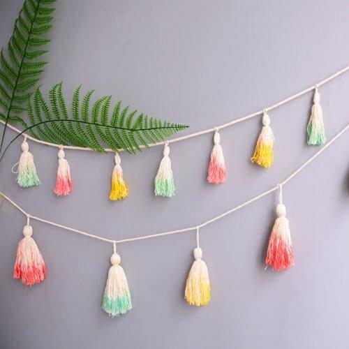 Nordic Tassel Garland String Cotton Rope Wall Hanging Ornaments Kids Baby Shower Party Room Decoration
