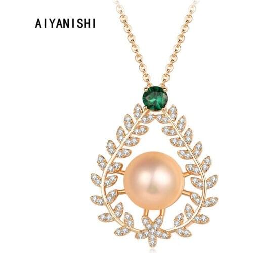 AIYANISHI 18K Gold Filled Natural Freshwater Pearl Necklaces Charm Waterdrop Necklaces Jewelry Freshwater Mom Pearl Necklaces