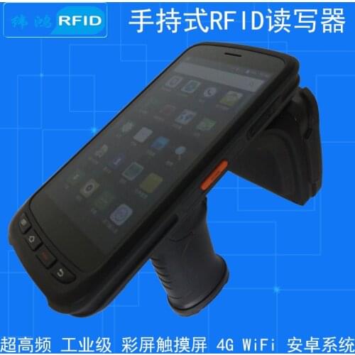 UHF RFID handheld reader 4G PDA portable encoder EPC C1G2 ISO18000 6c Mobile phone chip tag 2D image scanner writer copier