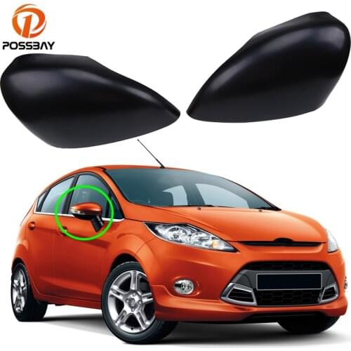 POSSBAY Car Rear View Mirror Cover Matte Black Fit for Ford Fiesta Sedan Hatchback S SE SEL SES ST Titanium 2011-2017 Exterior