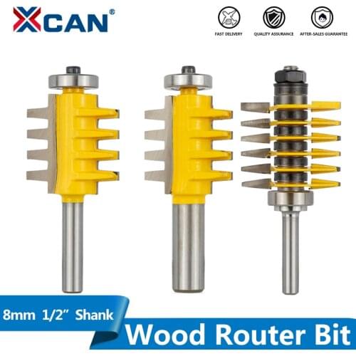XCAN Adjustable Finger Joint Router Bit 8mm 1/2 Shank Rail Reversible Finger Joint Glue Router Bit Cone Tenon Wood Router Bits