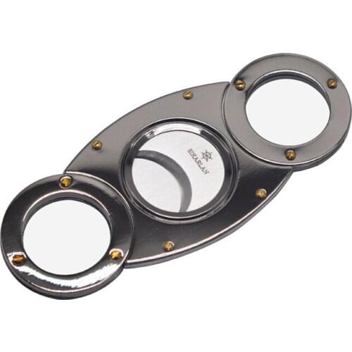Titanium enamel Cigar Cutters exclusive 8 Round Design cigar Cutter GUN METAL COLOR Cigar Accessories tobacco cutting W Gift Box