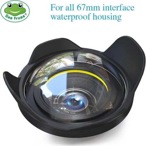 Seafrogs 6" Wet Dome Port 67mm Thread for Camera Housing case,60M/195ft 67mm Fisheye Wide Angle Lens Dome Port