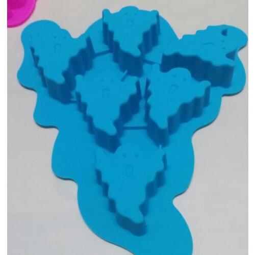 6 cavity Halloween ghost shape silicone mold fondant cake decoration mold ice mold resin clay craft mold DIY tool