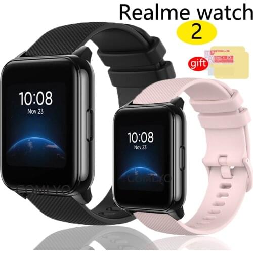 3in1 pack Silicone Band For Realme watch 2 pro Strap Smart Watch Replacement Bracelet For realme watch 2 Screen Protector Film