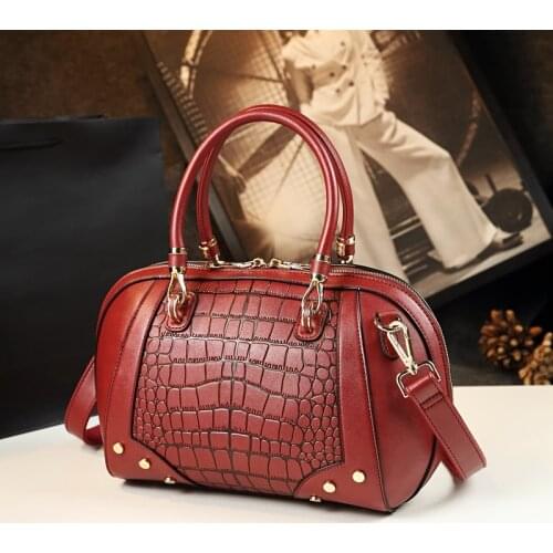 Crocodile pattern Leather Crossbody Bag Women Handbag fashion Cowhide ladies Portable Boston pillow bag shoudler Messenger bag