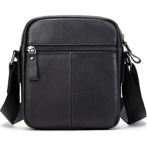 Luufan Genuine Leather Mens Black Handbag Shoulder Bag Fashion Business Crossbody Shoulder Bag Male Student Messenger Bag