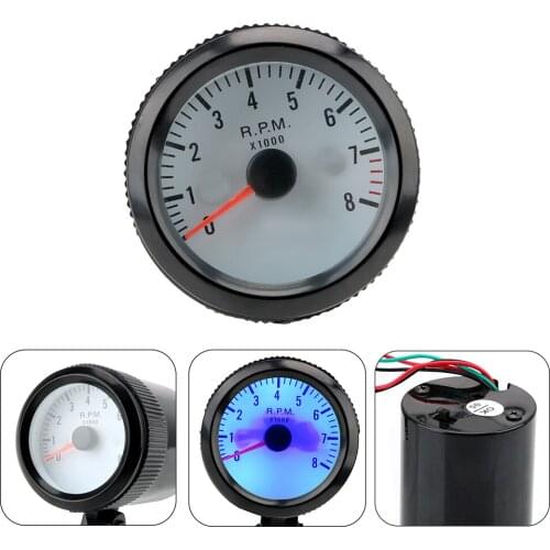 LEEPEE Car Tachometer Tacho Tach Gauge Panel Pointer Meter Blue LED Display Auto Accessories Replacement Universal 12V 0~8000RPM