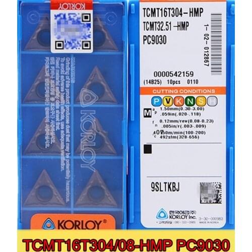 TCMT16T304 TCMT16T308 -HMP PC9030 10pcs/set KORLOY carbide insert PC9030 Processing: stainless steel Free shipping