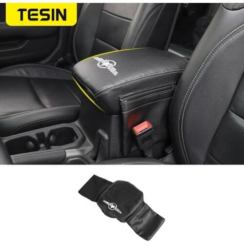 TESIN Stowing Tidying for Jeep Wrangler JL 2018+ Leather Car Armrest Storage Box Pad Cover Accessories for Jeep Wrangler JT 2018