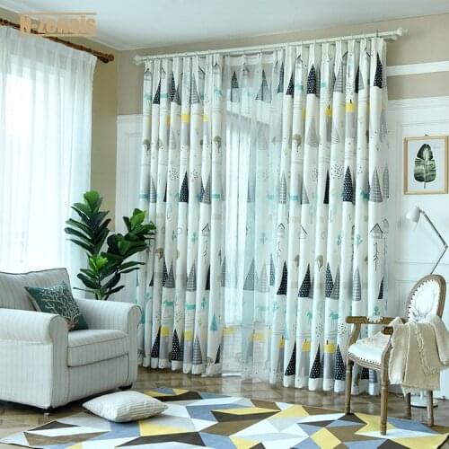 Curtain Fabric Nordic Style Curtains Modern and Simple Curtains for Living Room and Bedroom Left and Right Biparting Open