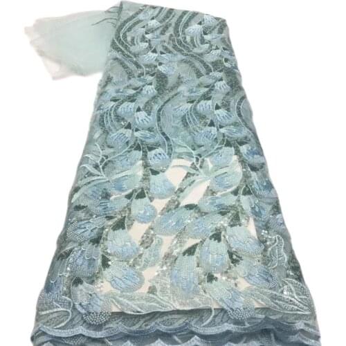 Heavy Quality Nigerian French Net Lace JRB-14.61606 Embroidered Lace Fabric with Beads for Bridal Dress