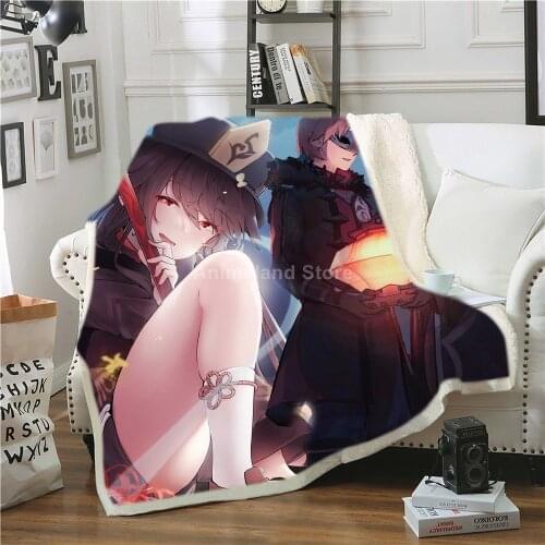 Genshin Impact Blanket Game 3D Print Fleece Blankets For Beds Home Textiles Luxury Gift Warm Bedspread Soft Winter Anime Girls