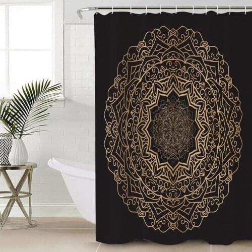 Wreath Lines Round Gradient Shower Curtain Bathroom Decorative Waterproof Polyester Fabric Curtain for Bathroom