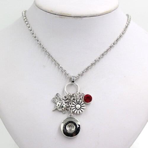 Spring Style Jewelry Ladybug Dragonfly Sunflower Butterfly Necklace Snap Pendant Necklaces For Women
