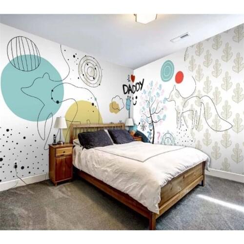 Wellyu Custom wallpaper 3d childrens room hand-painted bear fox giraffe animal cute cartoon background bedroom background wall