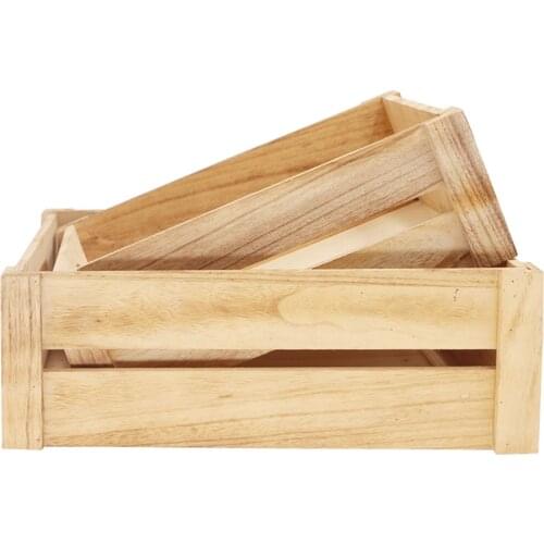 Solid Wood Storage Box Rectangular Household Wooden Crate Fruit Kitchen Bathroom Retro American Country Wooden Basket Box