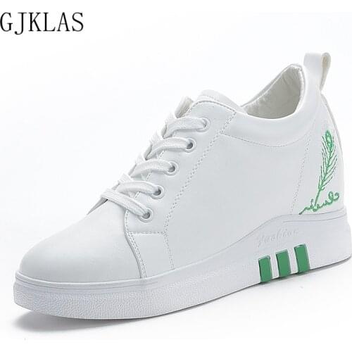 Womens Hidden Heels Wedge Sneakers White Vulcanize Shoes Woman Pumps Leather Casual Shoes for Women Platform Sneakers Hot Sale