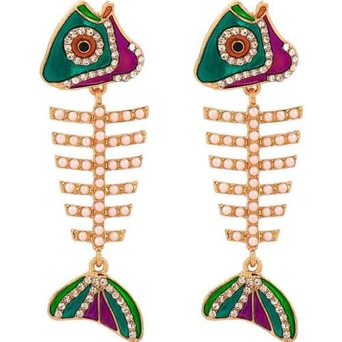 Hollow Fish Bone Earrings Trendy 2021 Zircon Stud Earrings Accesorios Mujer 2020 Retro Hanging Earrings Jewelry Wholesale Gift