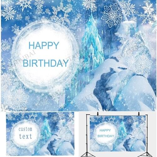 Winter Snowflake Frozen Castle Theme Backdrop Girl Birthday Party Cake Table Christmas Decoration Photography Background Banner