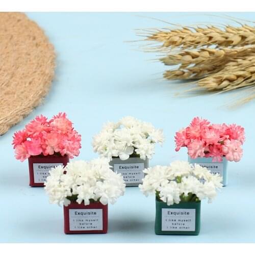 1pc 1:12 Dollhouse Miniature Potted Plant Flowers Pot Simulation Paper Bag plant Doll House Garden Living Room Ornament