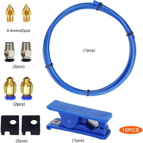 10pcs 3D Printer Kit PC4-M6 Pneumatic Connectors Capricorn Bowden Tubing 1m PTFE Tube for Creality Ender 3 /3 V2/Pro Accessories