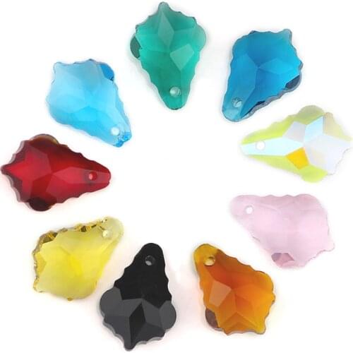 20pcs Austria beads 6090 Baroque pendants Rhinestone Leaves loose crystal beads for earring making SJZ-29