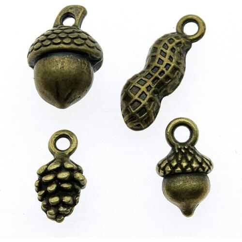 20pcs Nuts Charms Pendant Antique Bronze Color Hazelnut Charm Peanut Pendants Jewelry Accessories DIY Pine Cone Charms