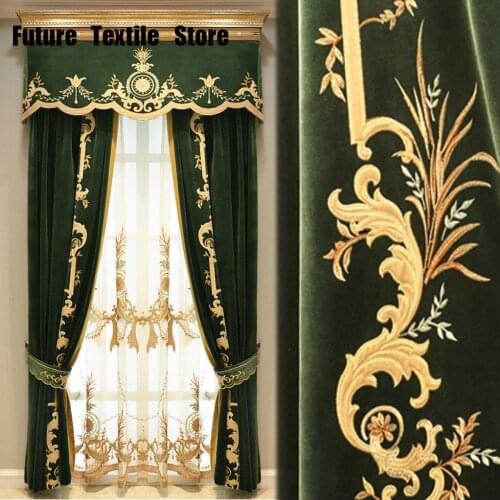 2021 High-end French Flannel Embroidered Curtains Luxury Curtains Home Textile Fabrics Curtains for Living Dining Room Bedroom