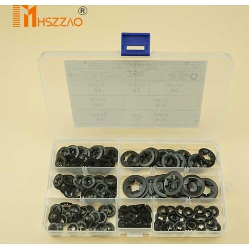 260Pcs M3-M12 65 manganese steel Push-on Locking Washers Star Nut Metal Quick Speed Star Nut Locking Fastener Assorted Kit