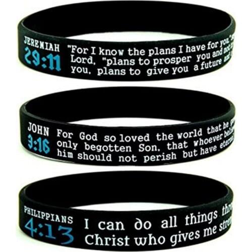 300PCS Scripture Christian bible Jeremiah 2911 John 316 Philippians 413 sport silicone bracelet wristband