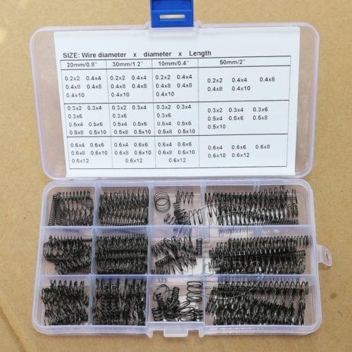 340pcs Wire dia 0.2-0.6mm OD 2-12,68 value Steel compression springs kit package